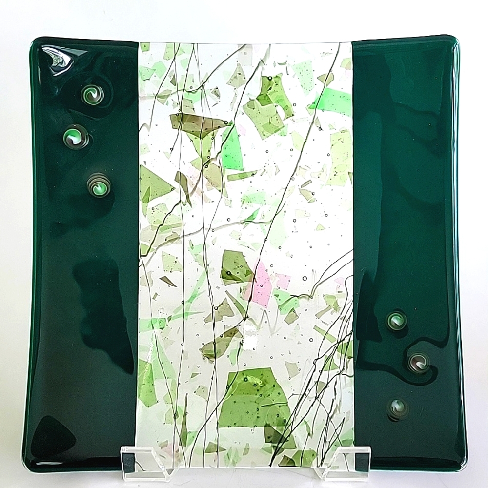 CONFETTI FUSED ART GLASS DISH/PLATE